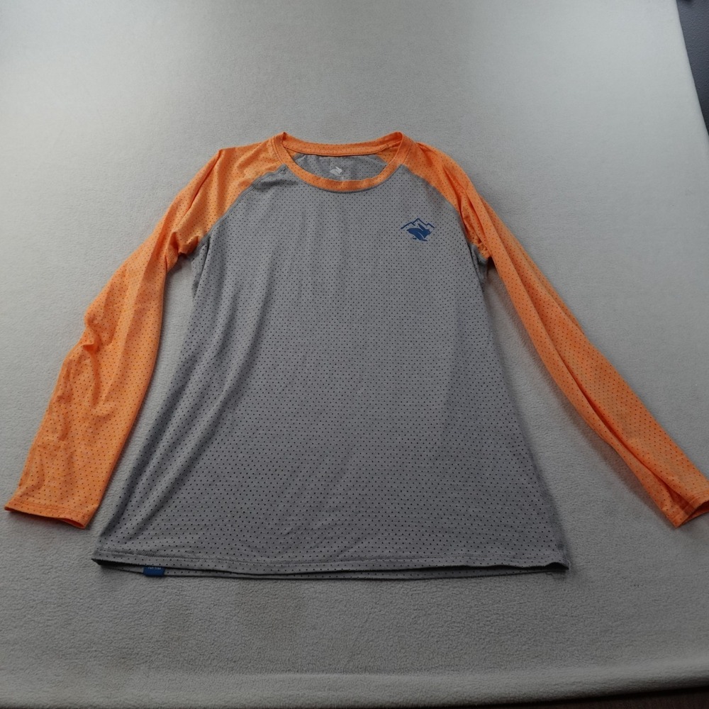 rabbit EZ Tee Perf Long Sleeve Womens Medium Gray Orange Running Shirt Trail